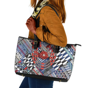 Nigeria Traditional Coral Bead Attire Leather Tote Bag Tribal African Style
