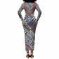 Nigeria Traditional Coral Bead Attire Long Sleeve Bodycon Dress Tribal African Style