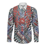 Nigeria Traditional Coral Bead Attire Long Sleeve Button Shirt Tribal African Style