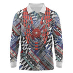 Nigeria Traditional Coral Bead Attire Long Sleeve Polo Shirt Tribal African Style