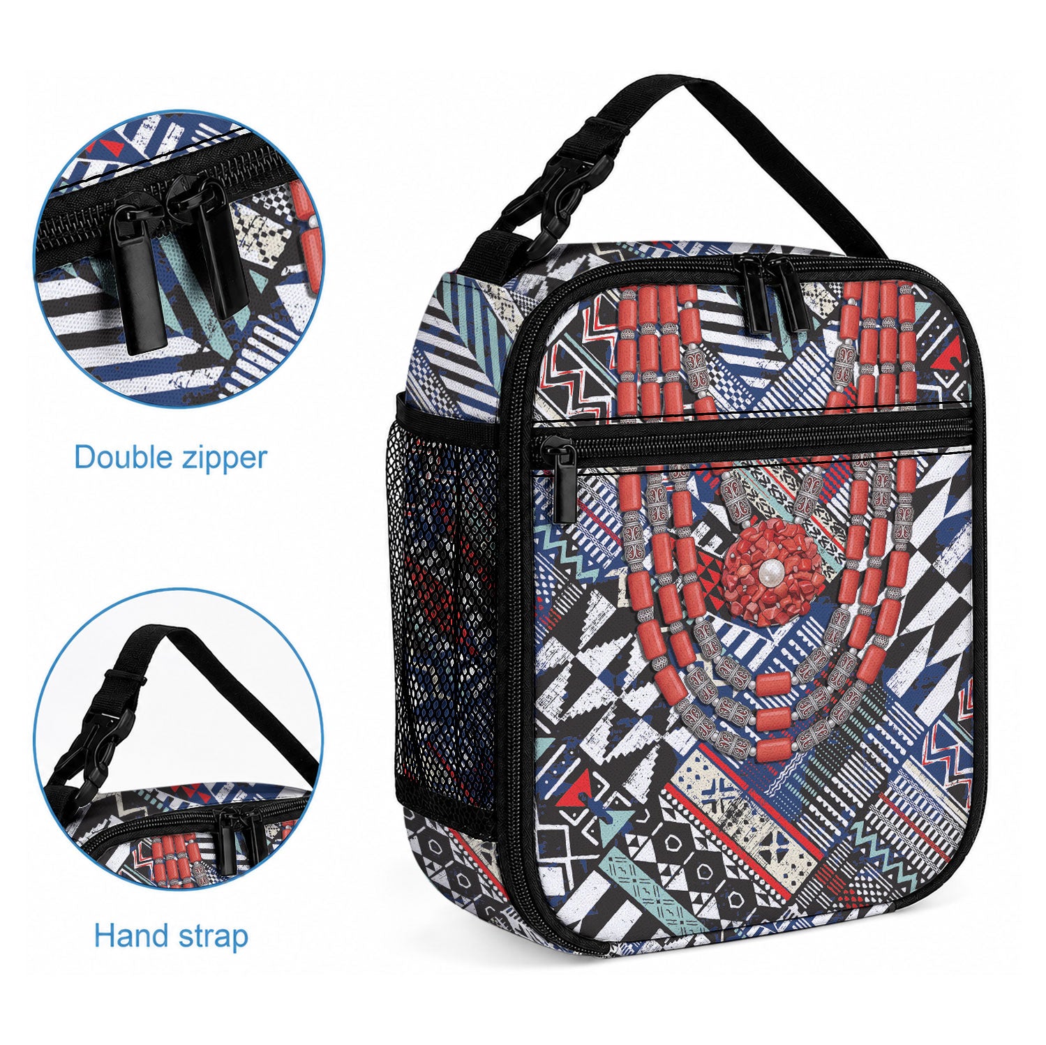 Nigeria Traditional Coral Bead Attire Lunch Bag Tribal African Style