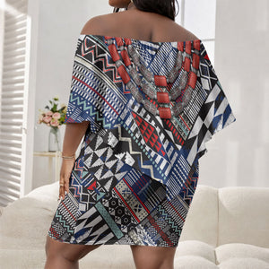 Nigeria Traditional Coral Bead Attire Off Shoulder Short Dress Tribal African Style