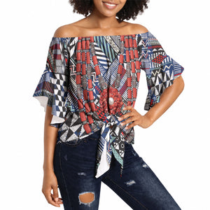 Nigeria Traditional Coral Bead Attire Off Shoulder Wrap Waist Top Tribal African Style