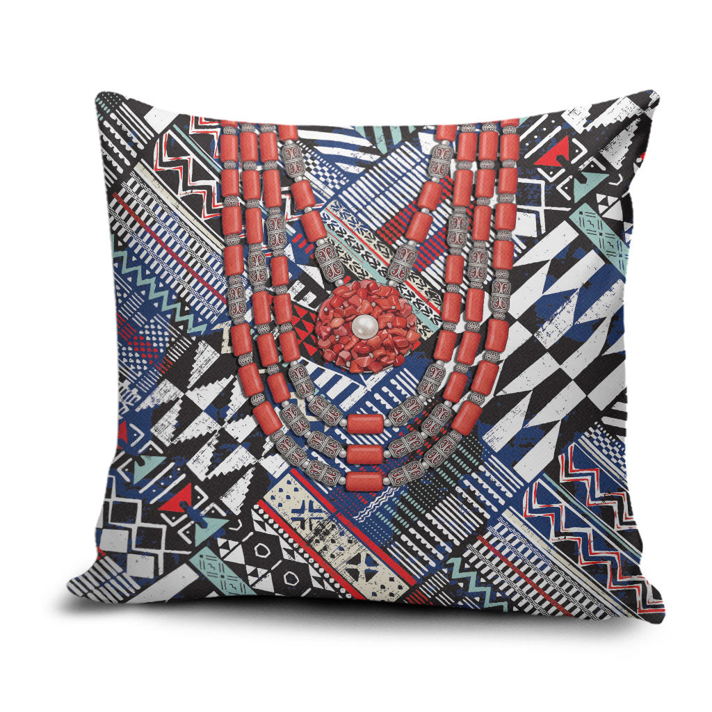 Nigeria Traditional Coral Bead Attire Pillow Cover Tribal African Style