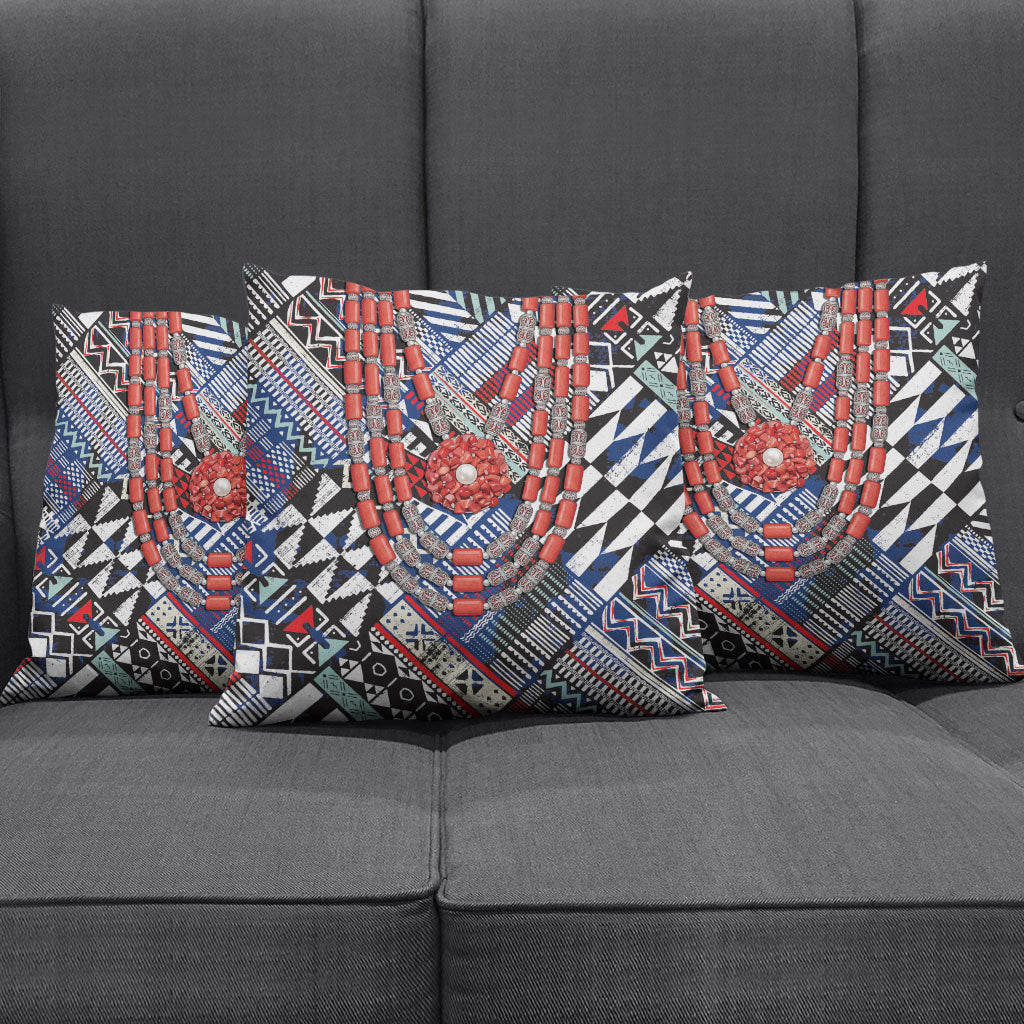 Nigeria Traditional Coral Bead Attire Pillow Cover Tribal African Style