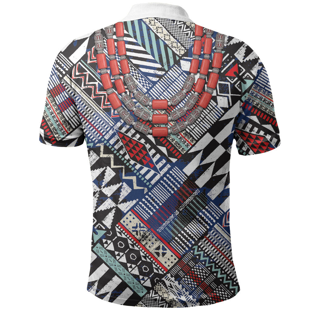 Nigeria Traditional Coral Bead Attire Polo Shirt Tribal African Style