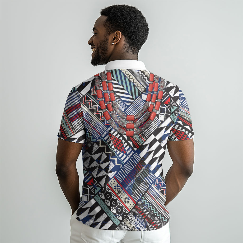 Nigeria Traditional Coral Bead Attire Polo Shirt Tribal African Style
