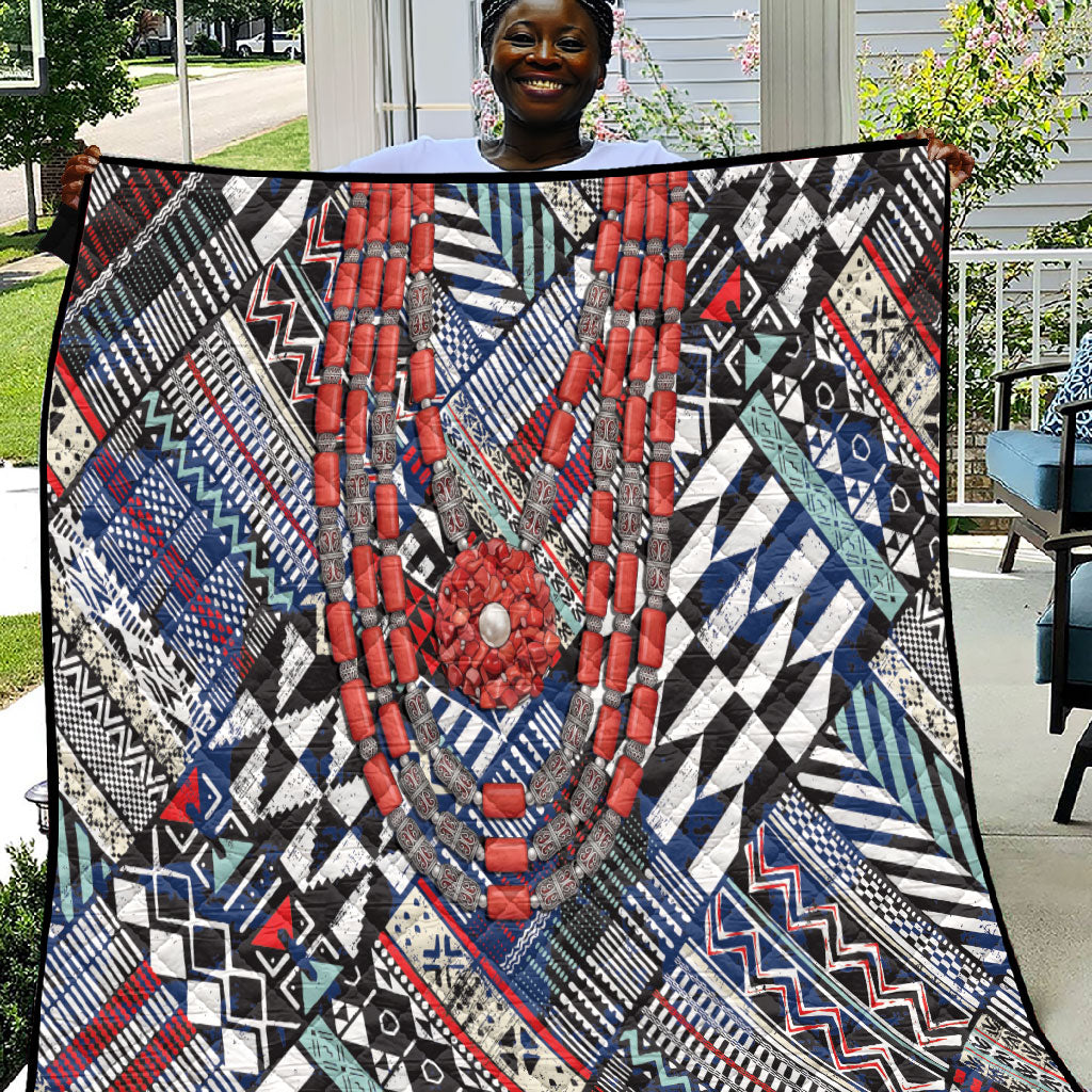 Nigeria Traditional Coral Bead Attire Quilt Tribal African Style