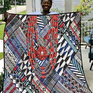 Nigeria Traditional Coral Bead Attire Quilt Tribal African Style