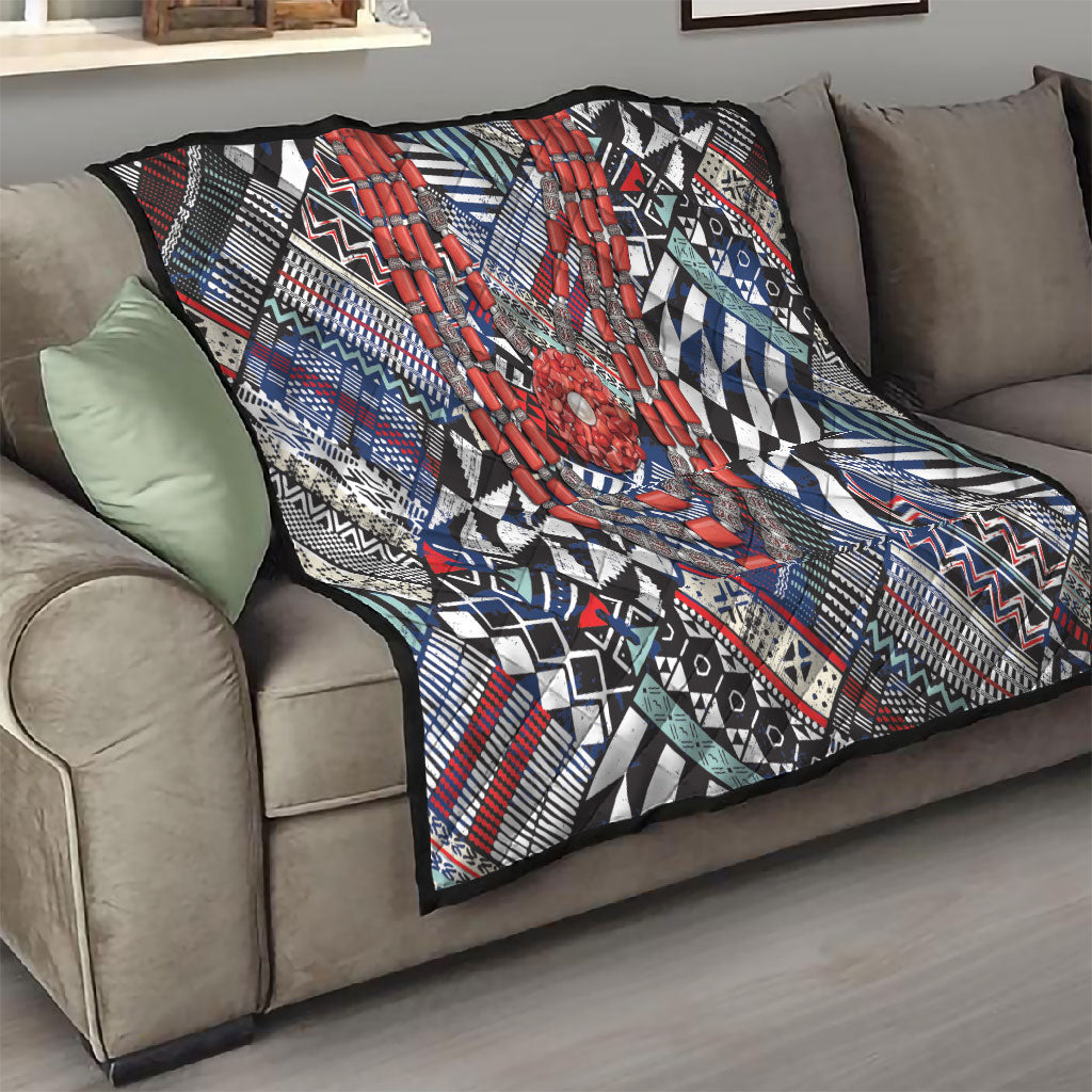 Nigeria Traditional Coral Bead Attire Quilt Tribal African Style
