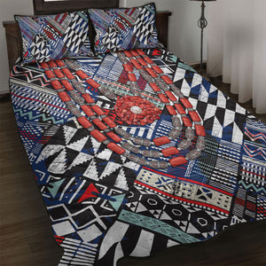 Nigeria Traditional Coral Bead Attire Quilt Bed Set Tribal African Style