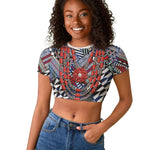 Nigeria Traditional Coral Bead Attire Raglan Cropped T shirt Tribal African Style