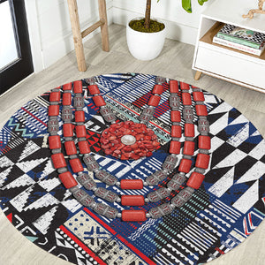 Nigeria Traditional Coral Bead Attire Round Carpet Tribal African Style