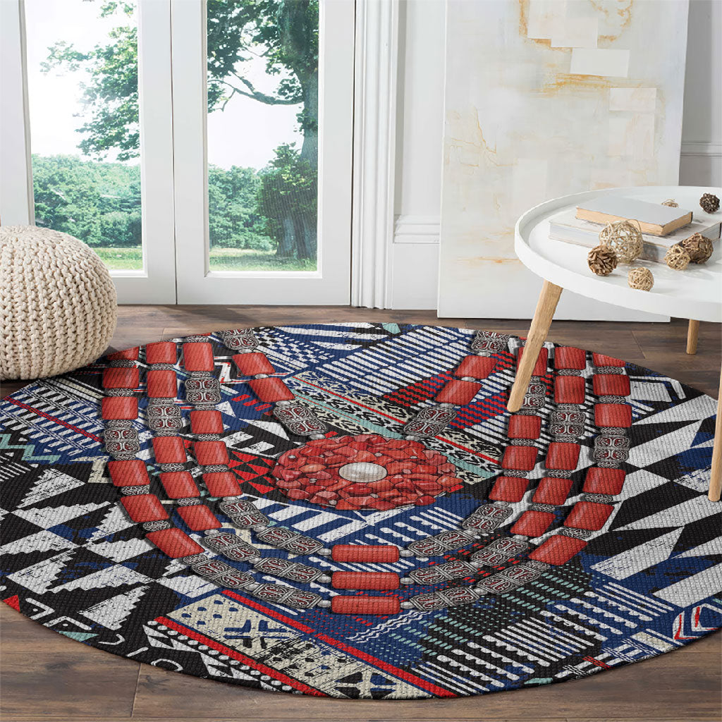 Nigeria Traditional Coral Bead Attire Round Carpet Tribal African Style
