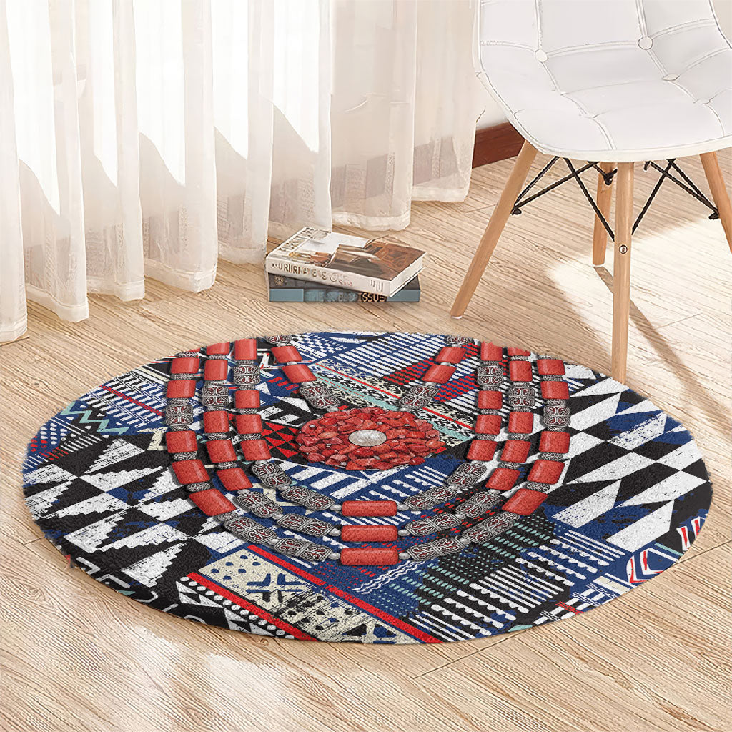 Nigeria Traditional Coral Bead Attire Round Carpet Tribal African Style