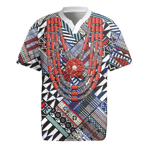 Nigeria Traditional Coral Bead Attire Rugby Jersey Tribal African Style
