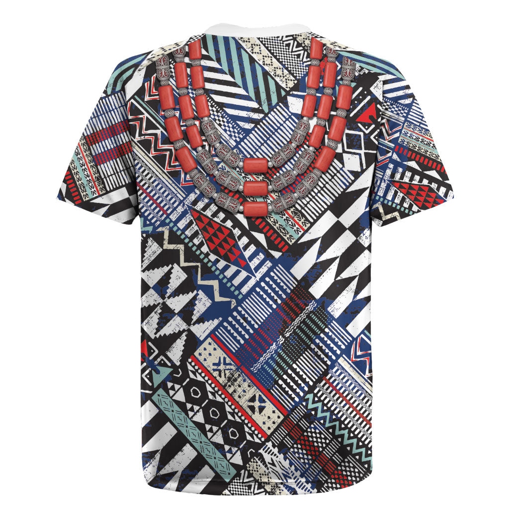 Nigeria Traditional Coral Bead Attire Rugby Jersey Tribal African Style