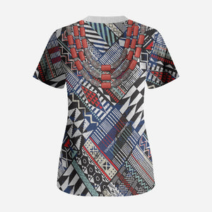 Nigeria Traditional Coral Bead Attire Scrub Top Tribal African Style