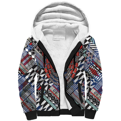 Nigeria Traditional Coral Bead Attire Sherpa Hoodie Tribal African Style