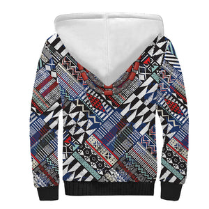 Nigeria Traditional Coral Bead Attire Sherpa Hoodie Tribal African Style