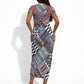 Nigeria Traditional Coral Bead Attire Short Sleeve Bodycon Dress Tribal African Style