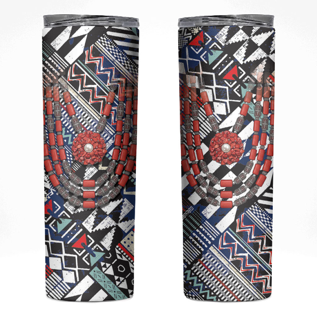 Nigeria Traditional Coral Bead Attire Skinny Tumbler Tribal African Style