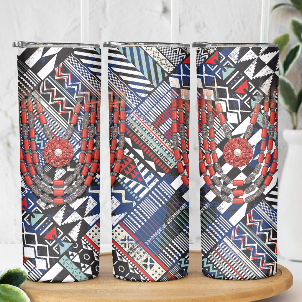 Nigeria Traditional Coral Bead Attire Skinny Tumbler Tribal African Style