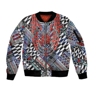 Nigeria Traditional Coral Bead Attire Sleeve Zip Bomber Jacket Tribal African Style