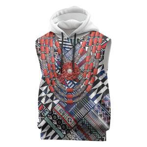 Nigeria Traditional Coral Bead Attire Sleeveless Hoodie Tribal African Style