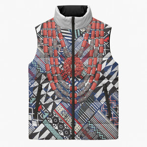 Nigeria Traditional Coral Bead Attire Sleeveless Puffer Jacket Tribal African Style