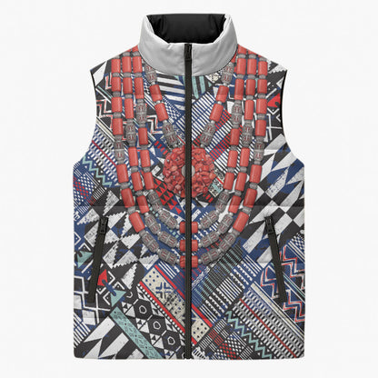 Nigeria Traditional Coral Bead Attire Sleeveless Puffer Jacket Tribal African Style