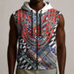 Nigeria Traditional Coral Bead Attire Sleeveless Zip Hoodie Tribal African Style
