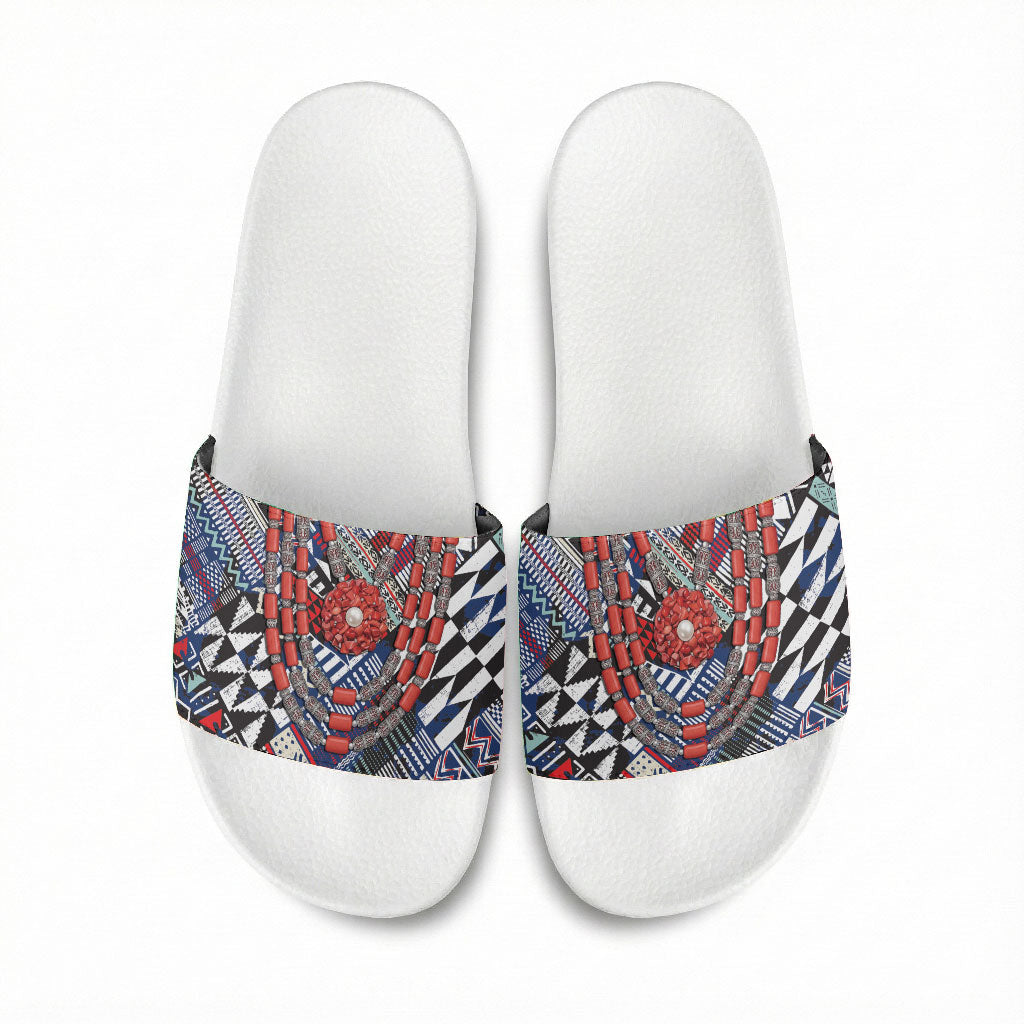 Nigeria Traditional Coral Bead Attire Slide Sandals Tribal African Style