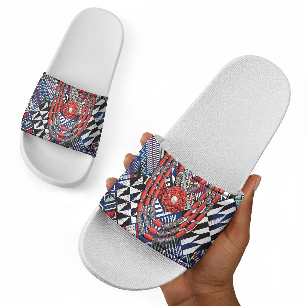 Nigeria Traditional Coral Bead Attire Slide Sandals Tribal African Style