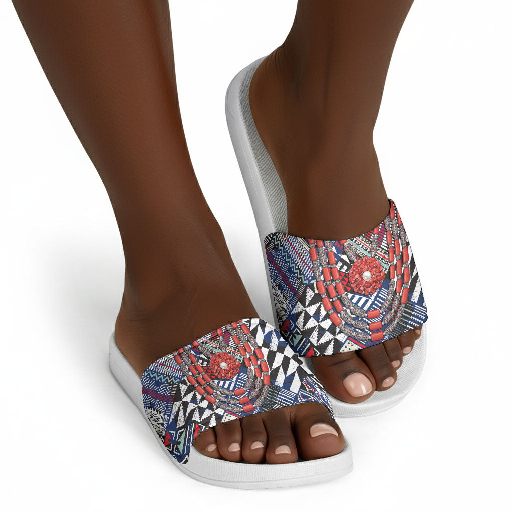 Nigeria Traditional Coral Bead Attire Slide Sandals Tribal African Style