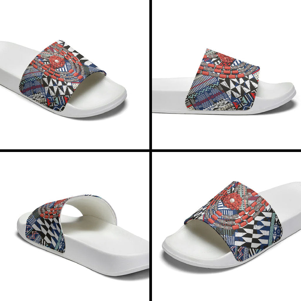 Nigeria Traditional Coral Bead Attire Slide Sandals Tribal African Style
