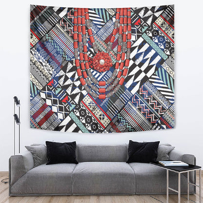 Nigeria Traditional Coral Bead Attire Tapestry Tribal African Style