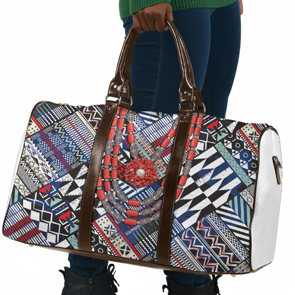Nigeria Traditional Coral Bead Attire Travel Bag Tribal African Style