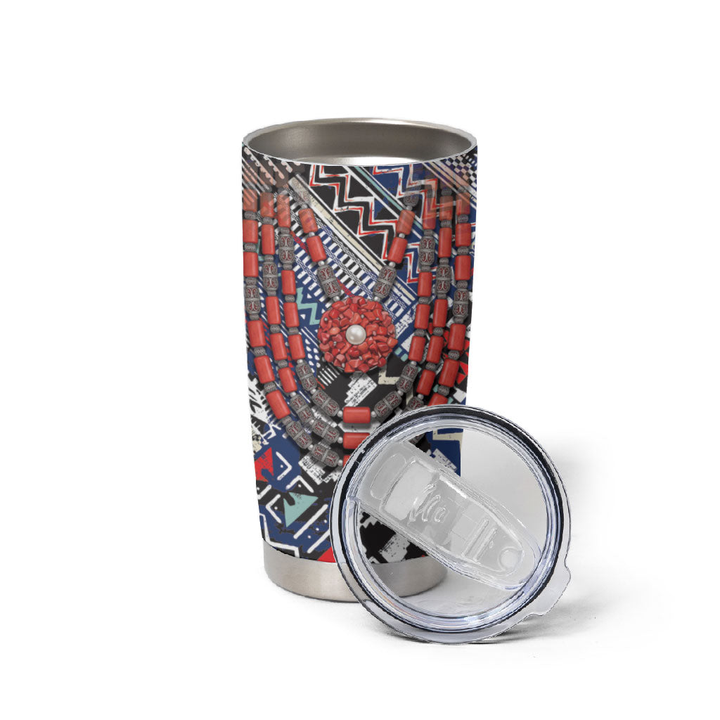 Nigeria Traditional Coral Bead Attire Tumbler Cup Tribal African Style