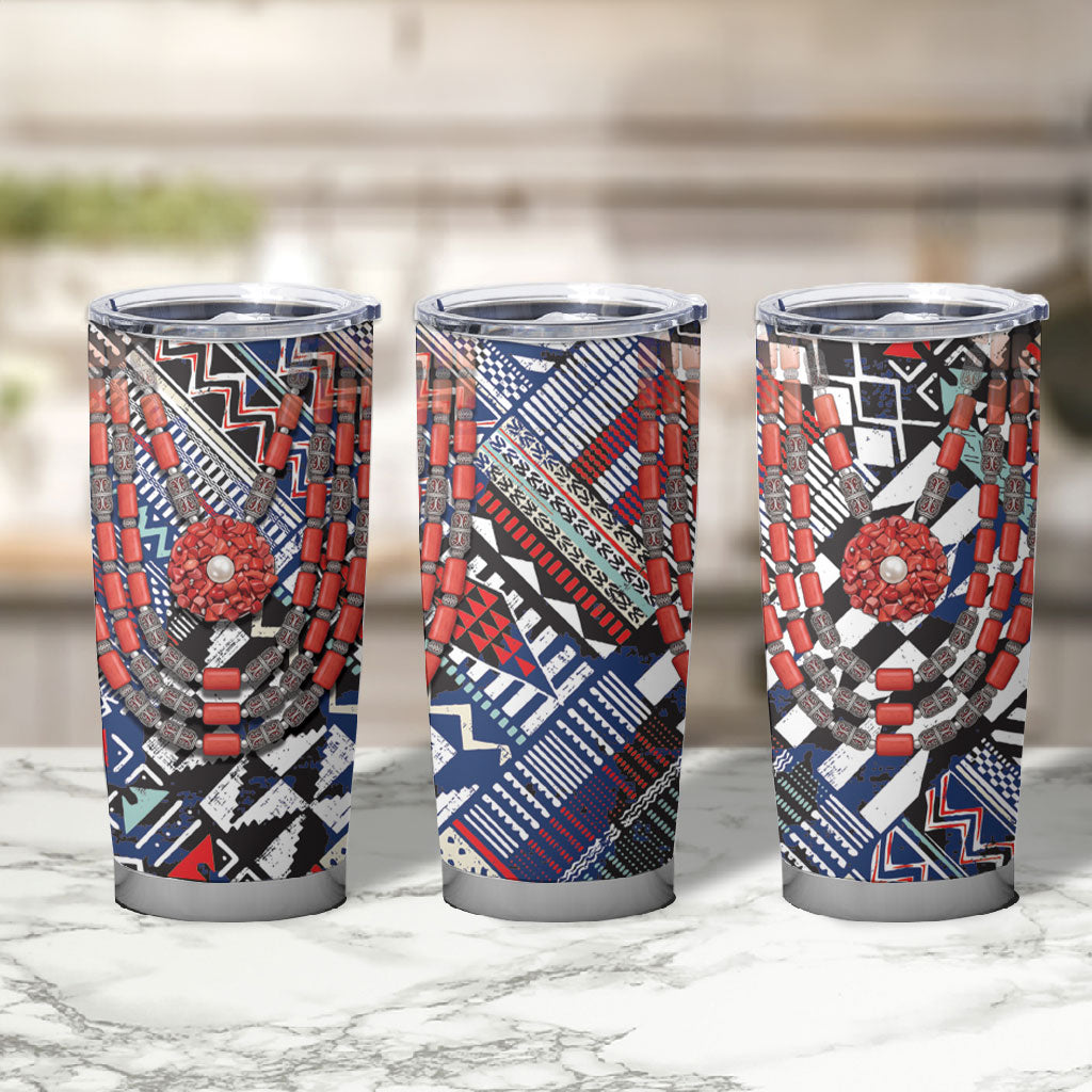 Nigeria Traditional Coral Bead Attire Tumbler Cup Tribal African Style