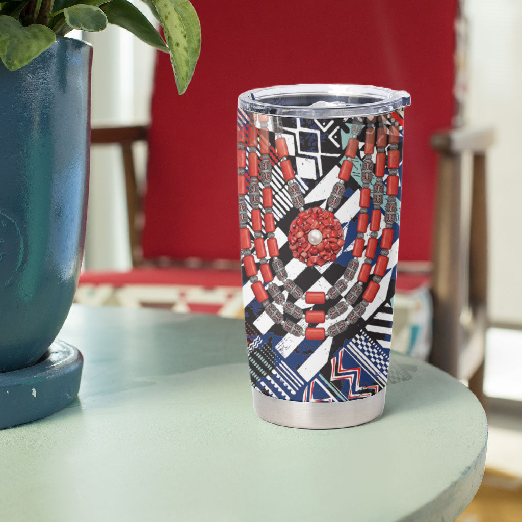 Nigeria Traditional Coral Bead Attire Tumbler Cup Tribal African Style