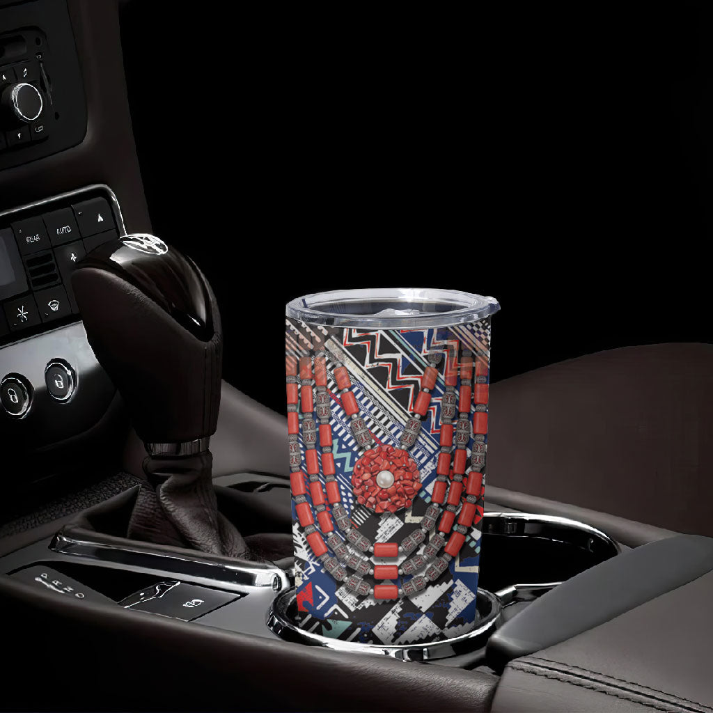 Nigeria Traditional Coral Bead Attire Tumbler Cup Tribal African Style