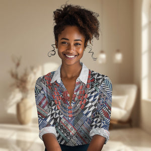 Nigeria Traditional Coral Bead Attire Women Casual Shirt Tribal African Style