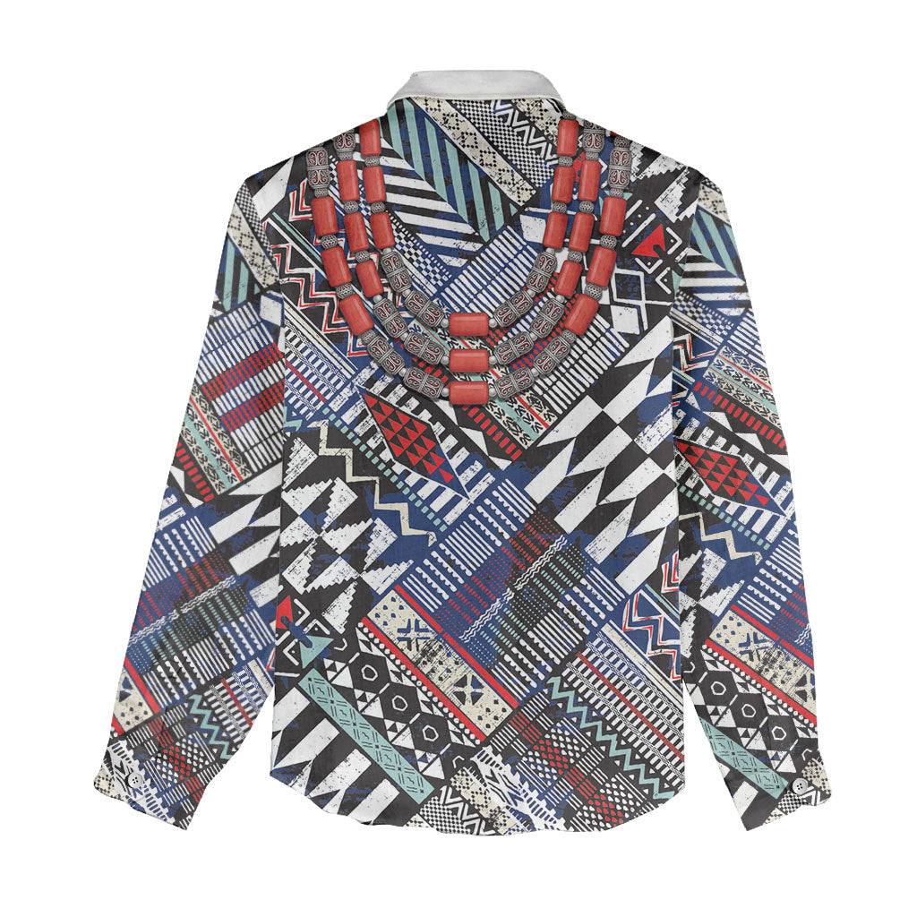 Nigeria Traditional Coral Bead Attire Women Casual Shirt Tribal African Style