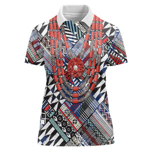Nigeria Traditional Coral Bead Attire Women Polo Shirt Tribal African Style