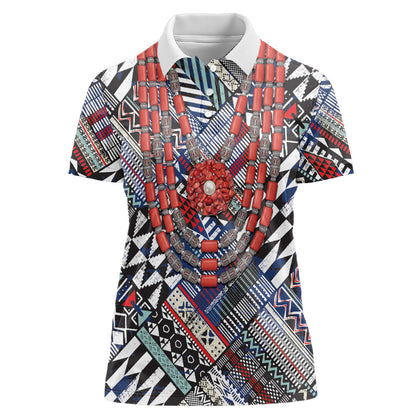Nigeria Traditional Coral Bead Attire Women Polo Shirt Tribal African Style
