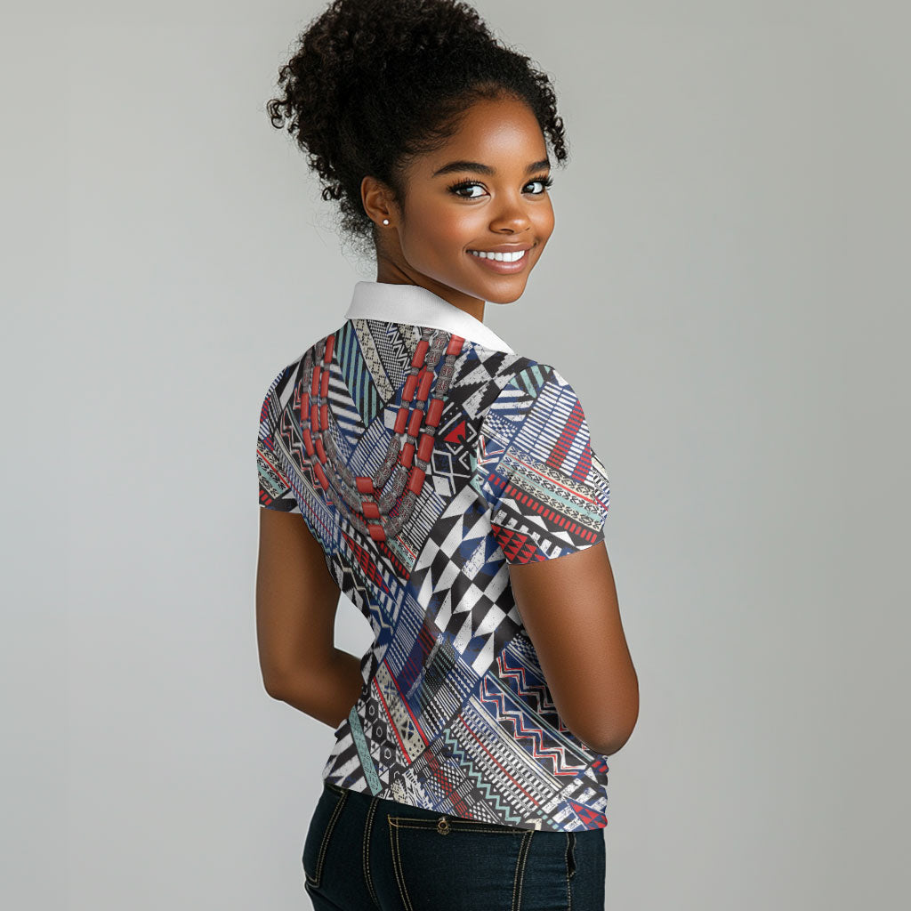 Nigeria Traditional Coral Bead Attire Women Polo Shirt Tribal African Style