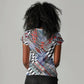 Nigeria Traditional Coral Bead Attire Women V-Neck T-Shirt Tribal African Style