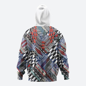 Nigeria Traditional Coral Bead Attire Zip Hoodie Tribal African Style