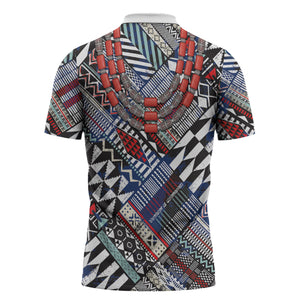 Nigeria Traditional Coral Bead Attire Zipper Polo Shirt Tribal African Style